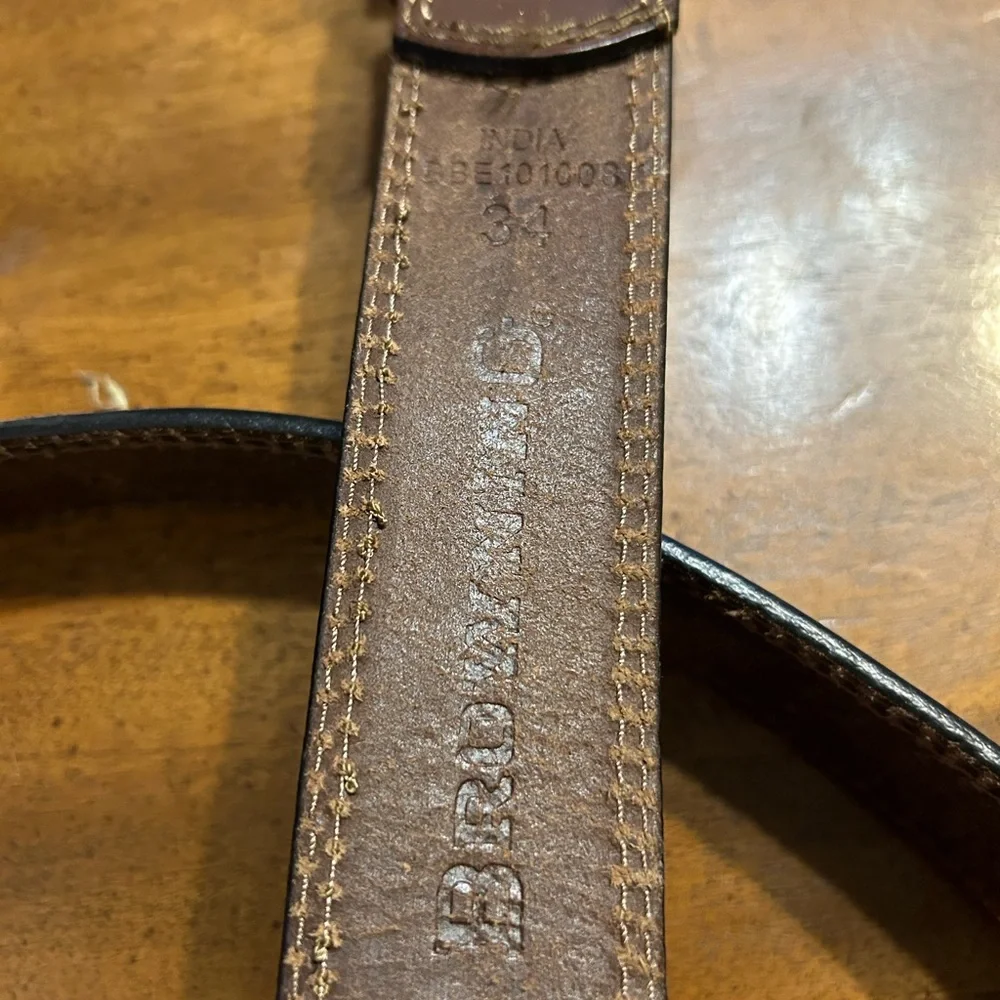 Mens Browning Brown Genuine Leather Belt Size 34
